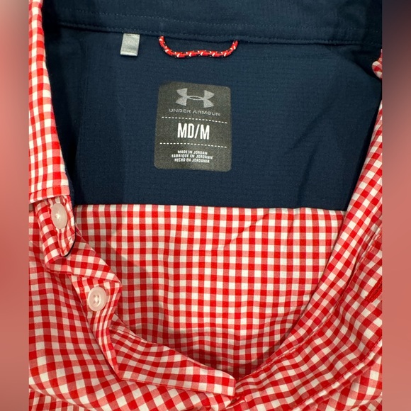 Under Armour Long Sleeve Button down - Sz Medium - Red Gingham - Picture 3 of 3